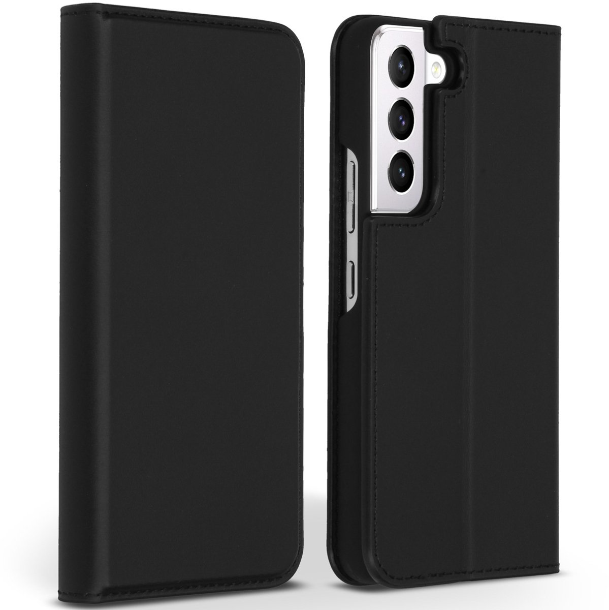 Accezz Hoesje - Geschikt voor Samsung Galaxy S22 Plus - Premium Leather Slim Bookcase - Zwart