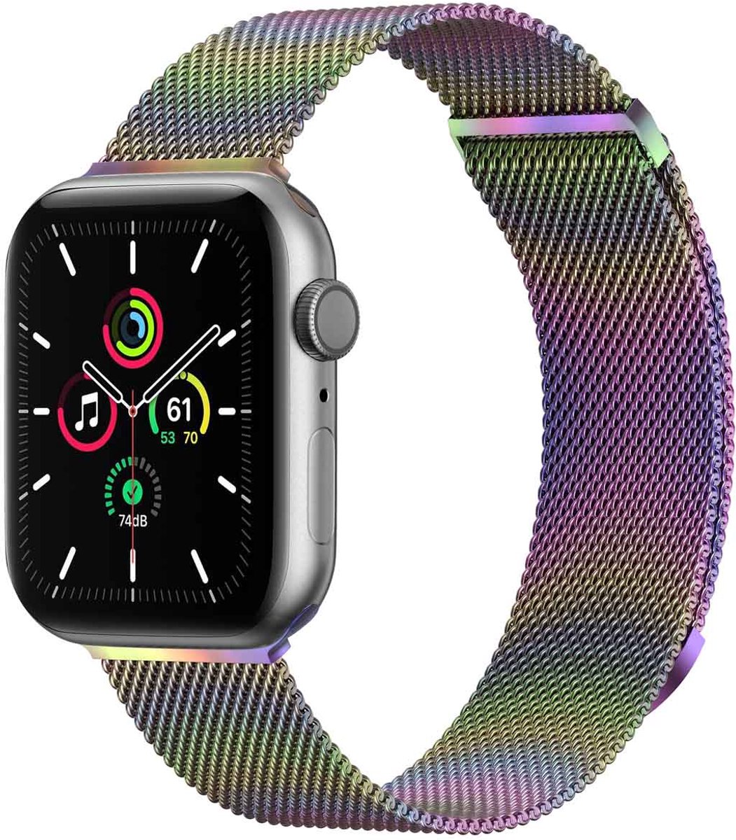 iMoshion Bandje Geschikt voor Apple Watch Bandje Series 1 / 2 / 3 / 4 / 5 / 6 / 7 / 8 / 9 / SE - 38 / 40 / 41 mm Maat M - Galaxy - iMoshion Milanees magnetische band - Meerkleurig