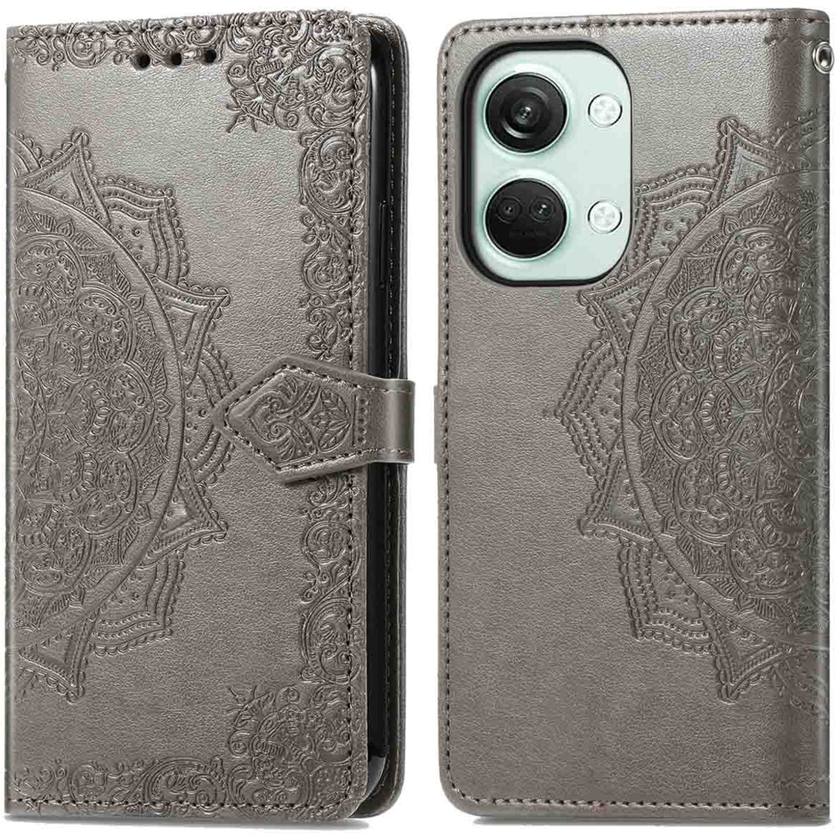 imoshion Hoesje - Geschikt voor OnePlus Nord 3 - Mandala Bookcase - Grijs
