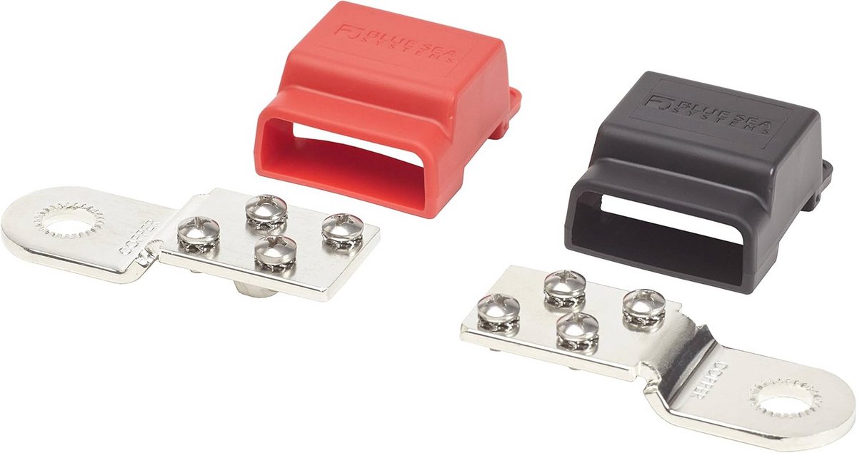 Koper BusBars voor Batterij Terminal Mount - Positief en Negatief, Geschikt voor 32V, 100A, Inclusief 4 RVS Schroeven