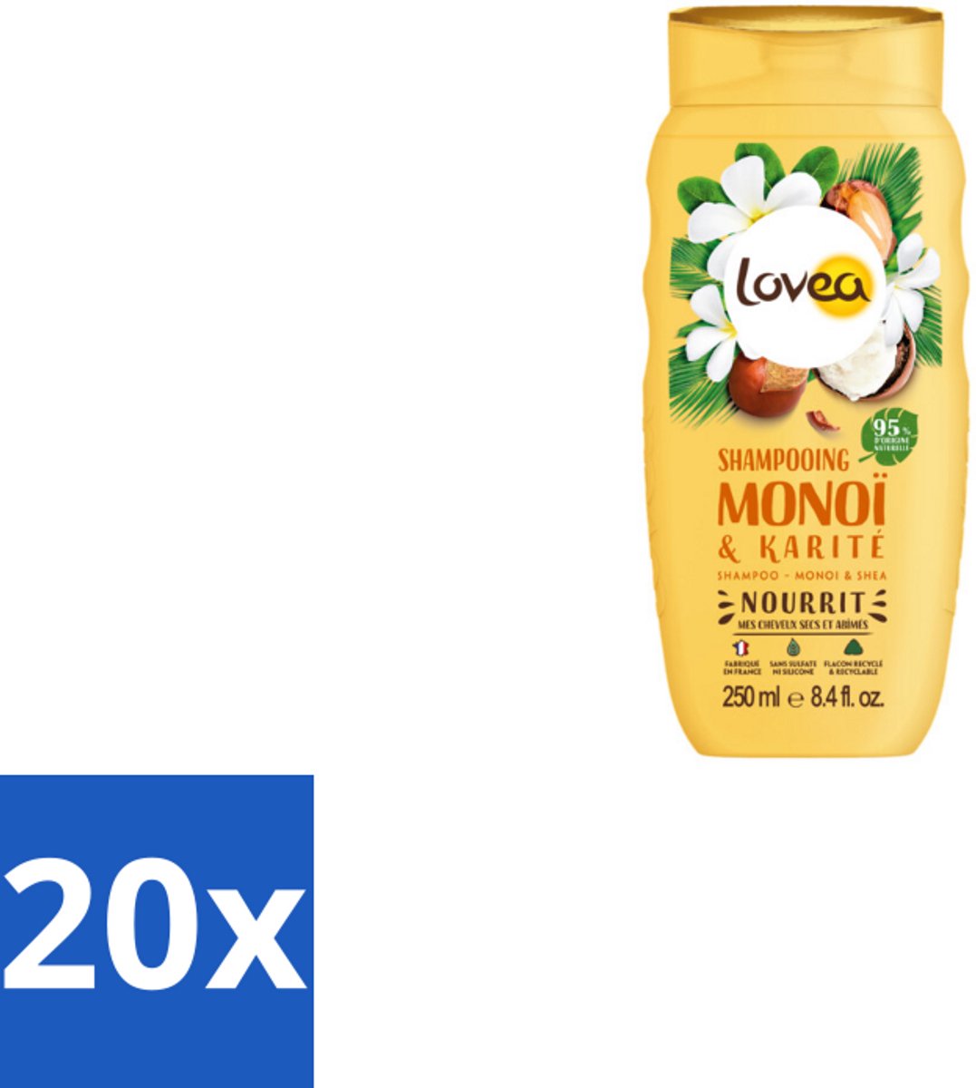 20 x Lovea – Shampoo – Monoï & Shea – Voedend en zacht – 250 ml - Koffie - Koffiezetapparaat - Koffiezetapparaat
