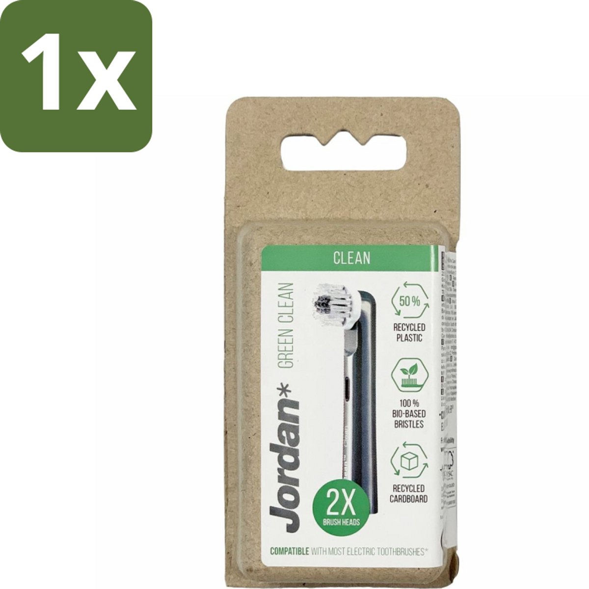 Jordan - Opzetborstels - Green Clean - 2 Opzetborstels - 1 stuk