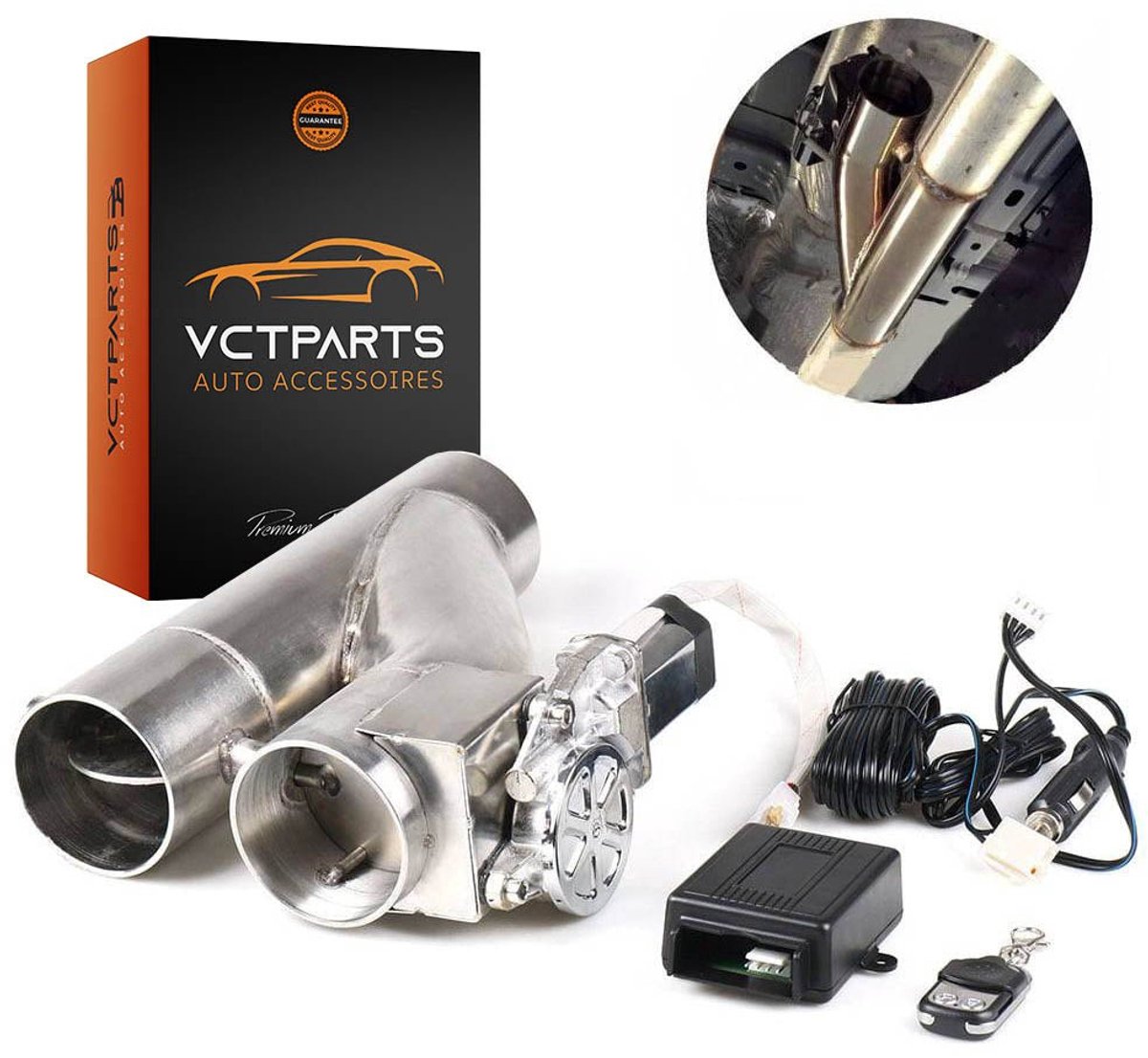 VCTparts® Elektrische Uitlaat Kleppensysteem 3inch 78mm Bypass Universeel Draadloos met Afstandsbediening - Dubbele Pijp met Klep