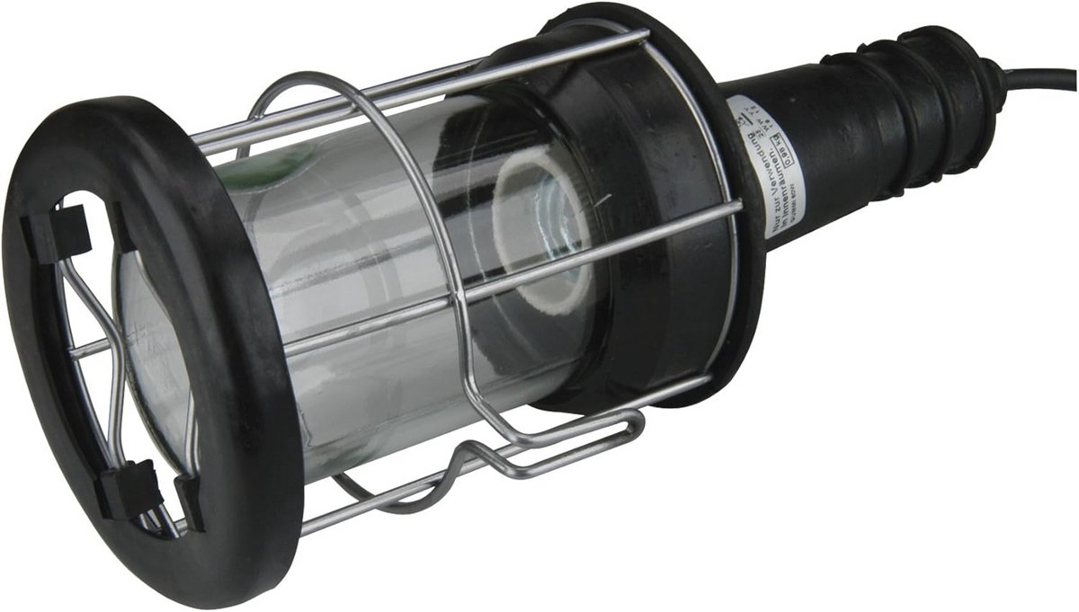 Handlamp met Rubberen Handgreep en Stalen Mand - 60W E27 - Flexibele Binnen Verlichting