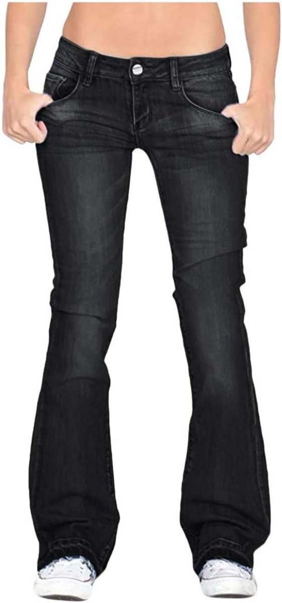 Lage Taille Stretch Bootcut Jeans met Wijde Pijpen voor Dames