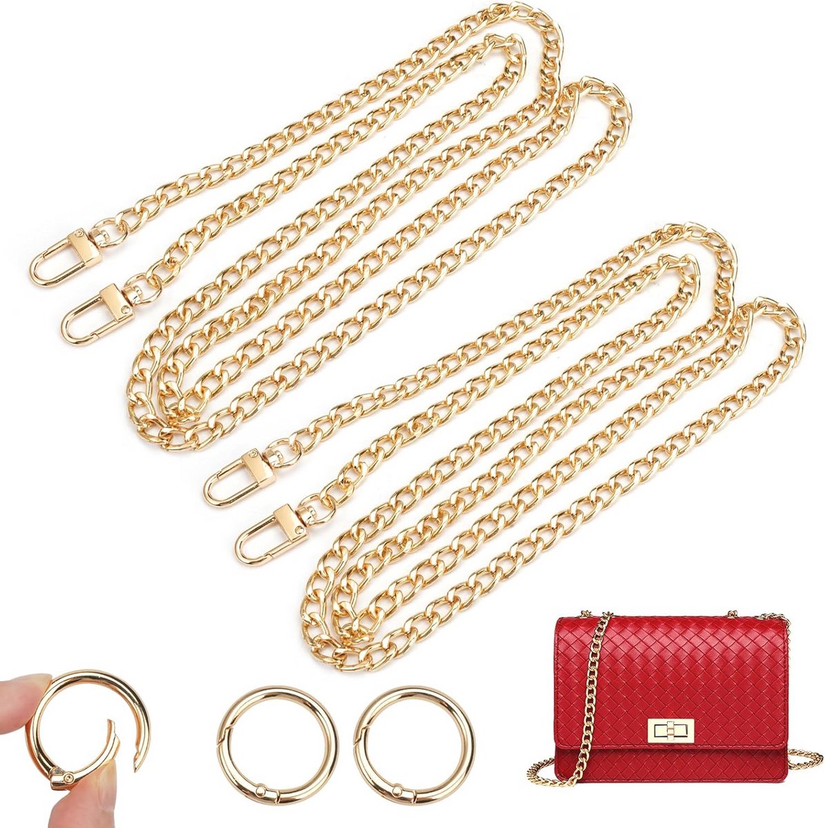 Gouden Draagriem voor Handtassen - 120 cm Metalen Ketting, Vervangbare Schouderriem, DIY Modeaccessoire