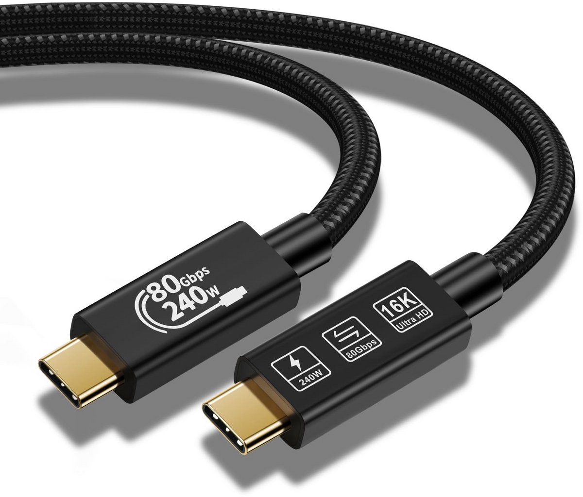 Snelle Thunderbolt Kabel 80 Gbps - Compatibel met Thunderbolt 4 en USB 4, 2 Meter