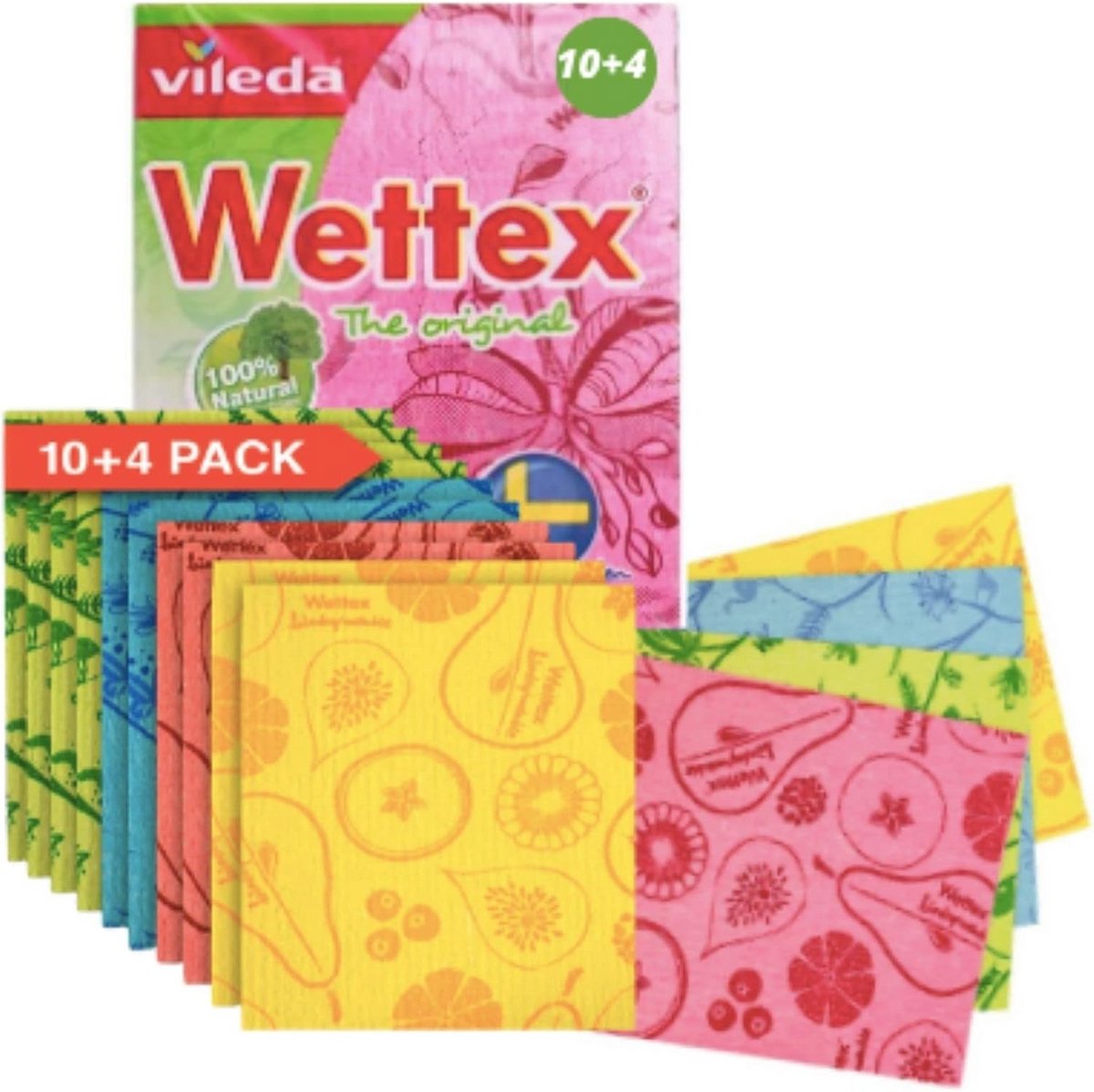 Wettex The Original 14 Pack Zweedse vaatdoek voor keuken - Eco-vriendelijke herbruikbare papieren handdoeken - Diverse vaatdoeken voor het afwassen