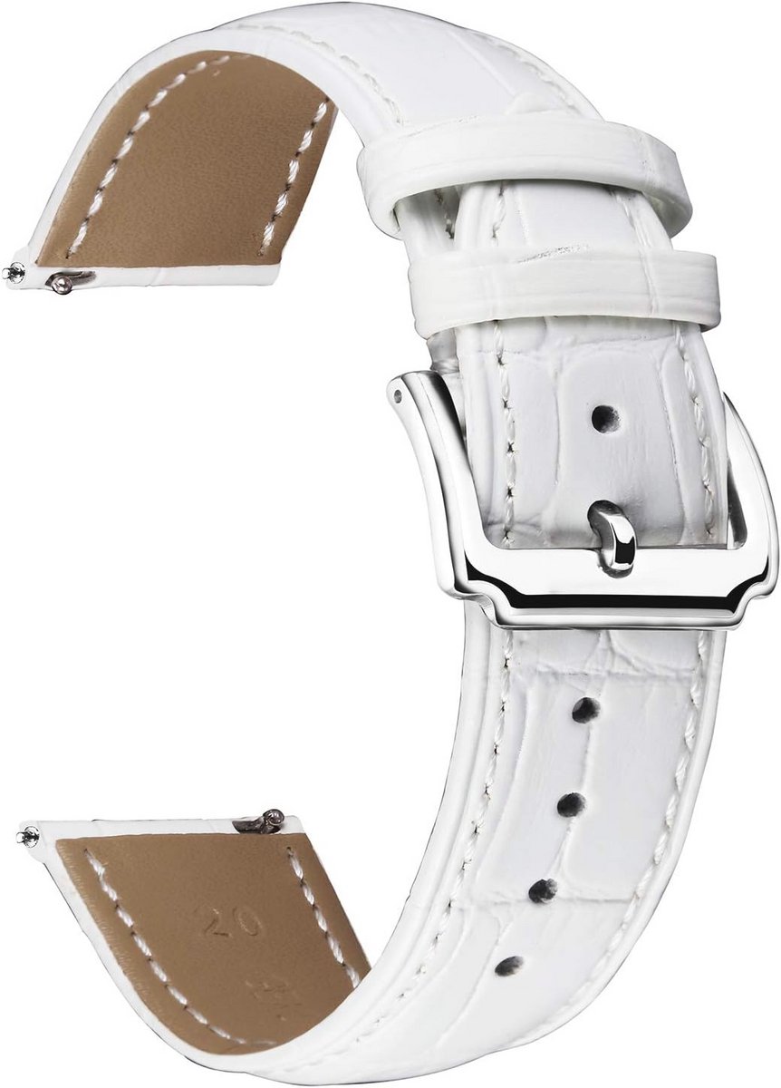 Leren Horlogeband Vervangband met Snelle Bevestiging voor Heren en Dames in 10 Kleuren