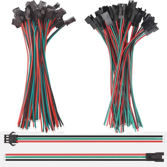 Allecta - Set van 30 paar 3-pins stekker naar bus EL-kabel adapter, 22 ...