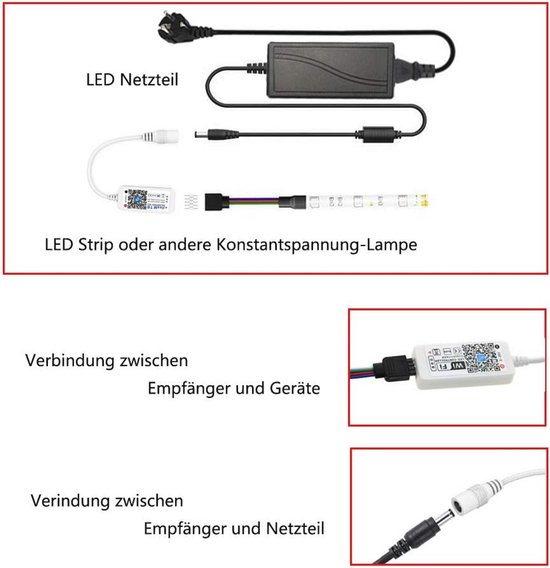 Bluetooth RGB LED-controller voor Android/iOS, dimmer voor LED-strips en lichtkettingen, 16 miljoen kleuren, geluid geactiveerd — afbeelding 4