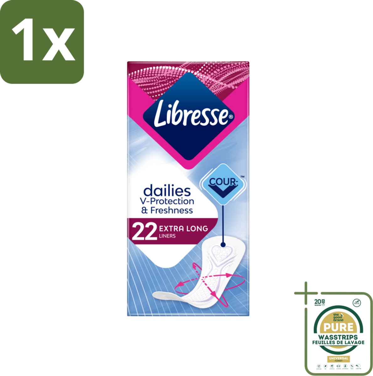 1 x Libresse – Inlegkruisjes – Extra Long – Langdurige bescherming – 22 Inlegkruisjes- Kabel - Kabels - Kabelsysteem - Kabelsysteem