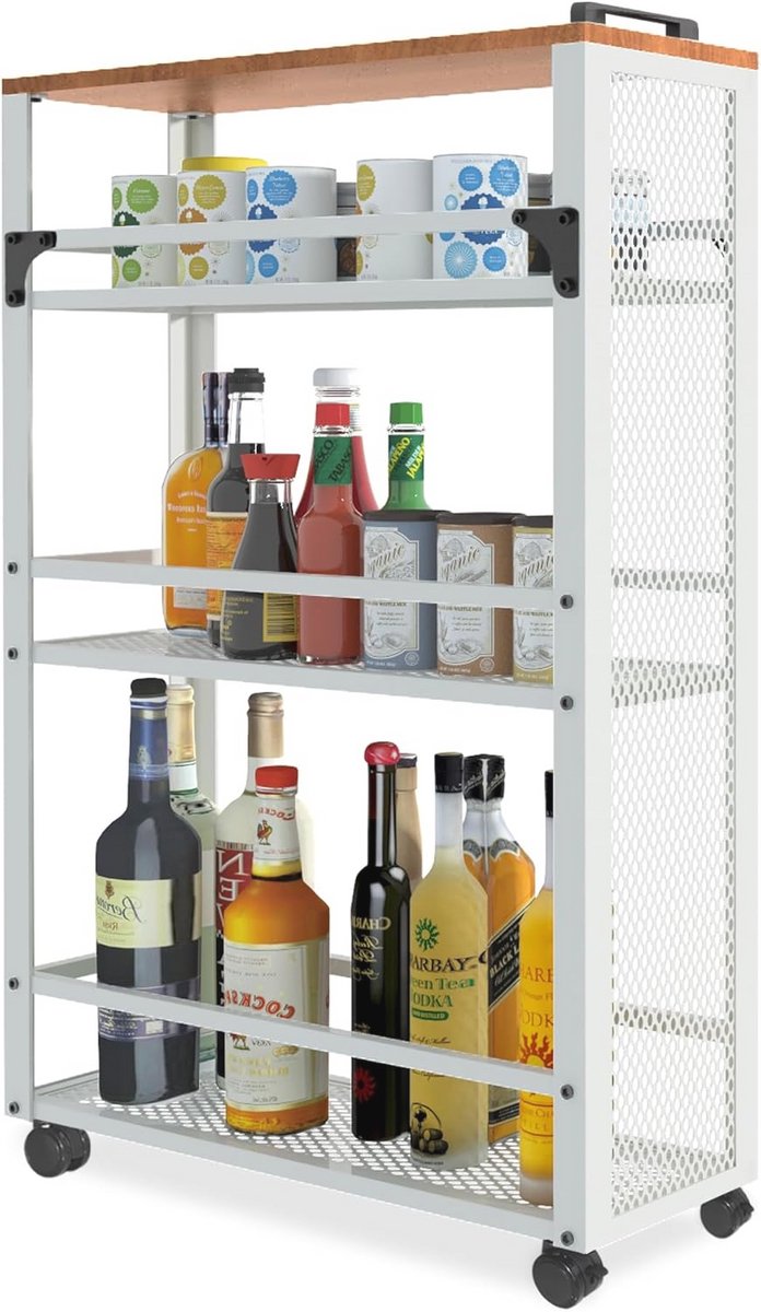 Slanke 3-Laags Keuken Opbergwagen - Multifunctionele Rolling Cart voor Thuis en Kantoor