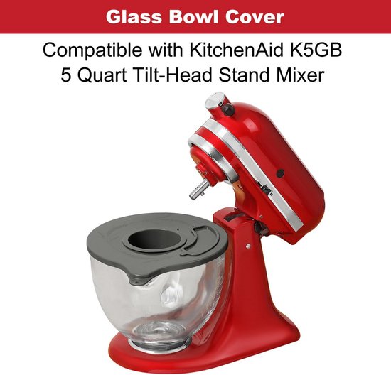 Mixer Kom Deksel voor 5 Quart Tilt-Head Stand Mixer - Spatbescherming en Glazen Kom van Merkloos — afbeelding 5