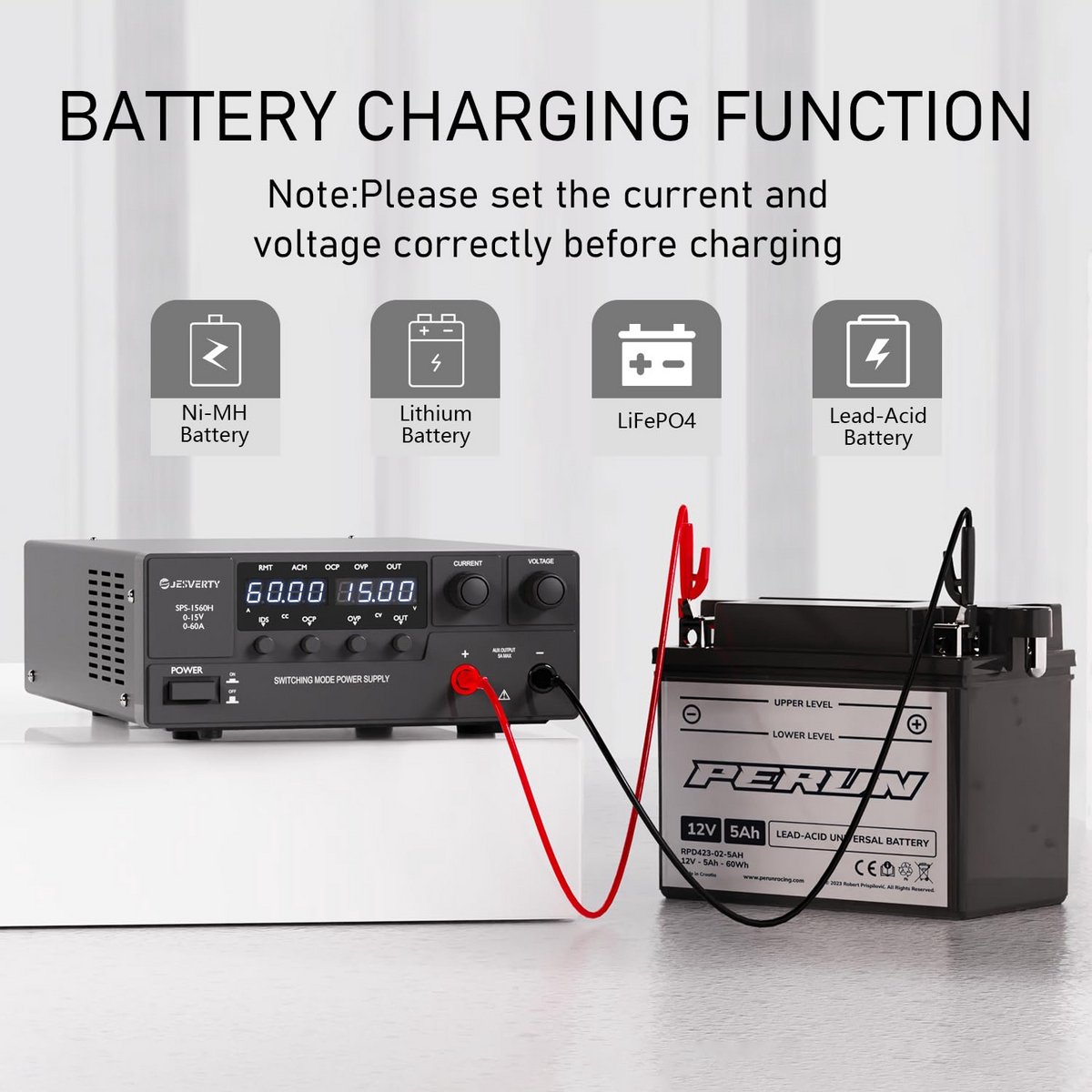 Variabele DC-tafelvoeding 0-60V 0-20A 1200W met Encoderknop en LED-display