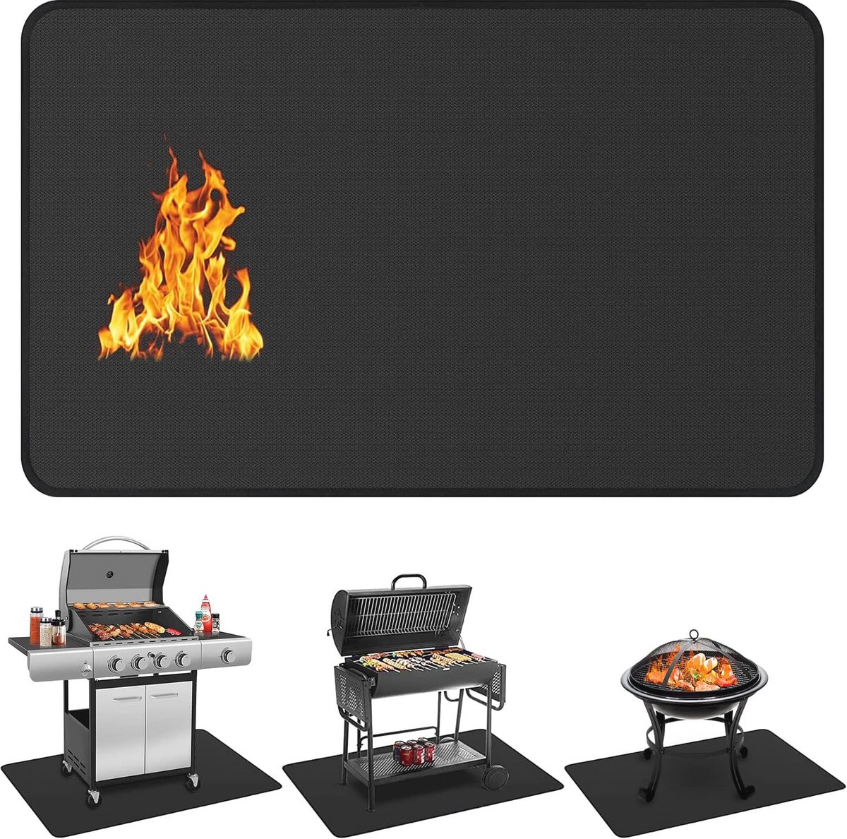 Ondergrillmat 152,4 x 101,6 cm voor Buitengrill - Dubbelzijdig Vuurvast en Waterdicht