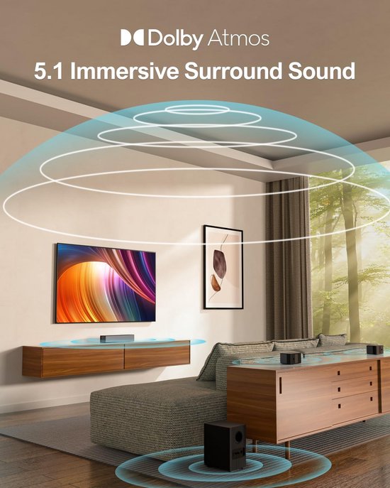 Soundbar Systeem - Home Cinema - Film Kijken - Dolby Atmos - 5.1 Kanaals - Zwart — afbeelding 5