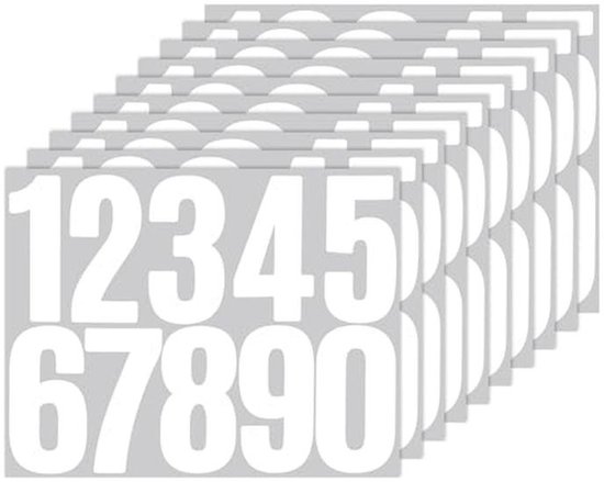 10 vellen zelfklevende waterdichte brievenbusnummerstickers 8 cm