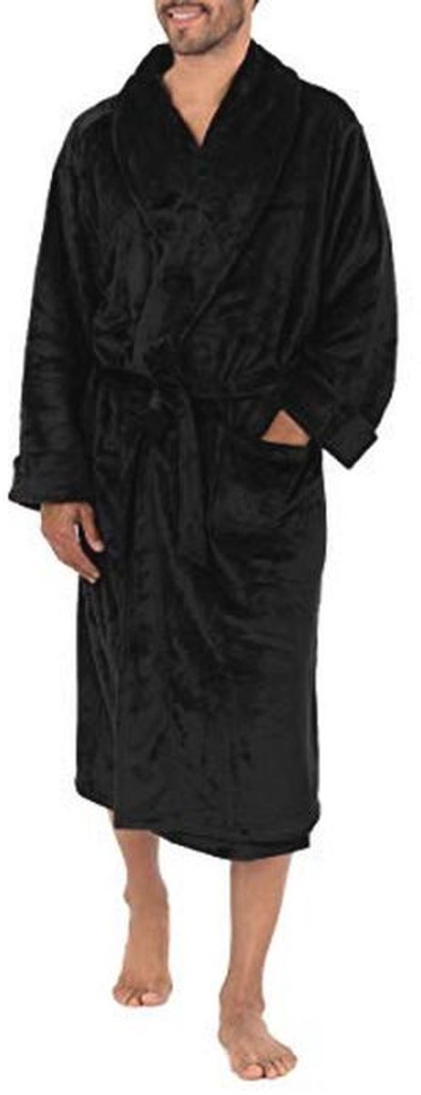 Heren Fleece Badjas met Twill Streep - Comfortabel en Warm