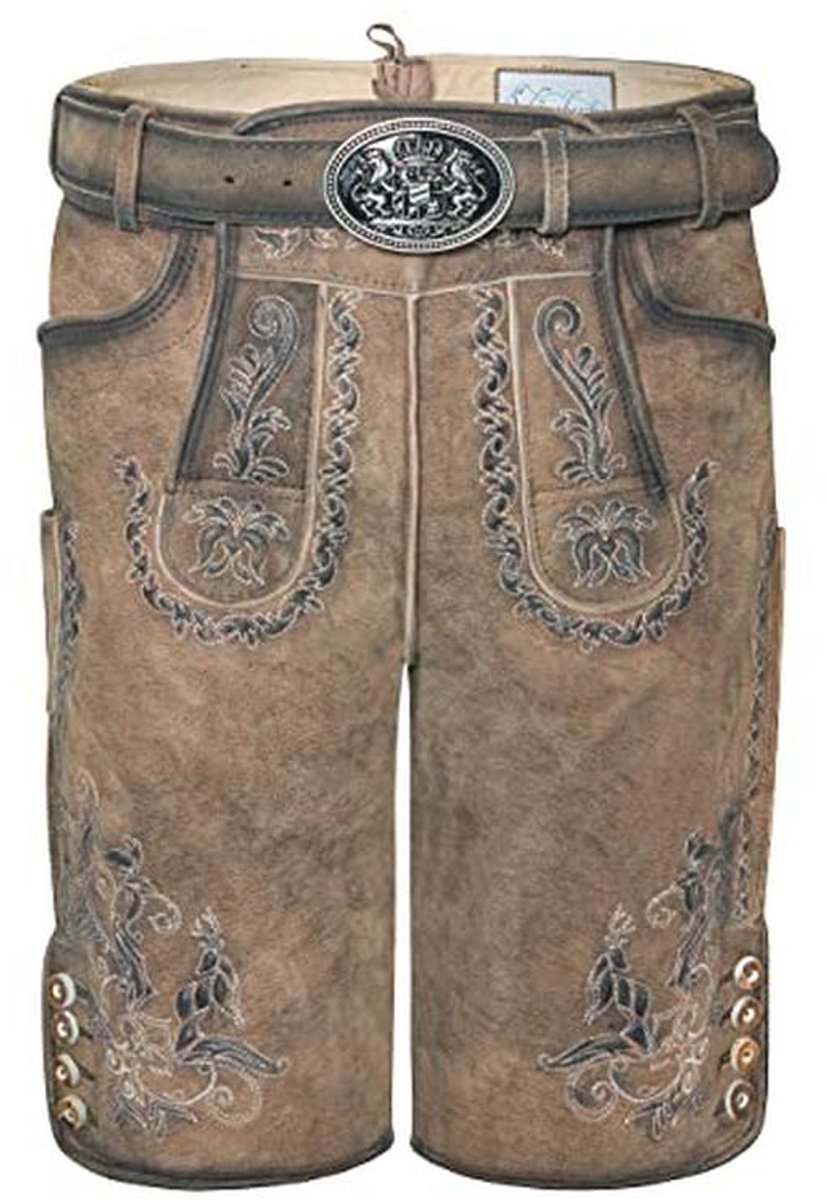 Korte Lederhose voor heren inclusief klederdrachtriem - Vintage klederdrachtbroek