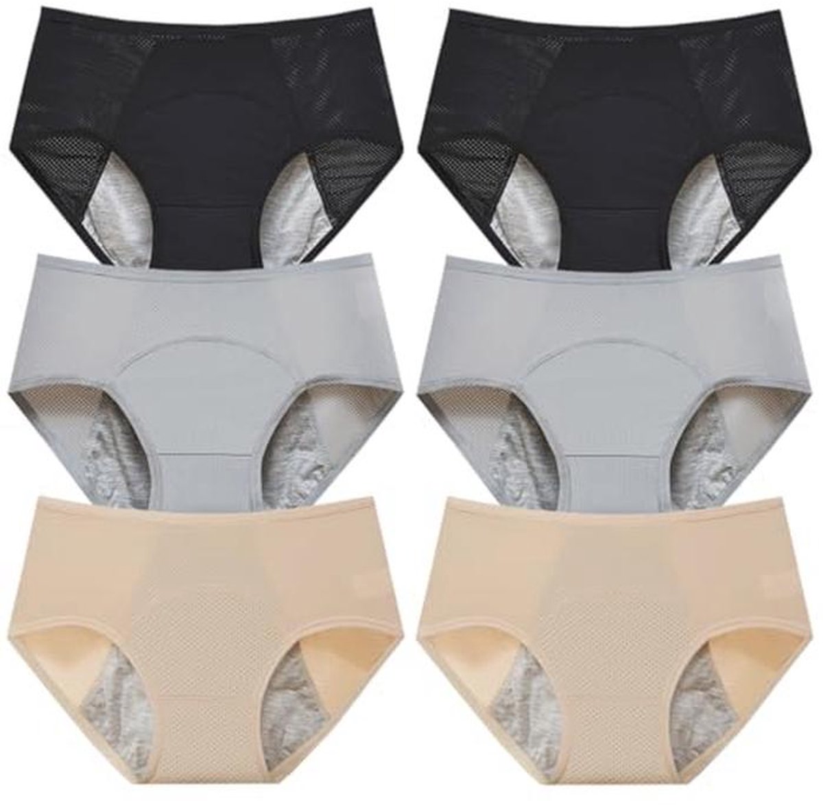 Plus Size menstruatie slipje ademend waterdicht middelhoge taille - 6 stuks