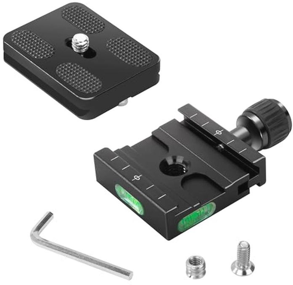 Universele snelbevestigingsplaat 50 mm met waterpas voor camera's