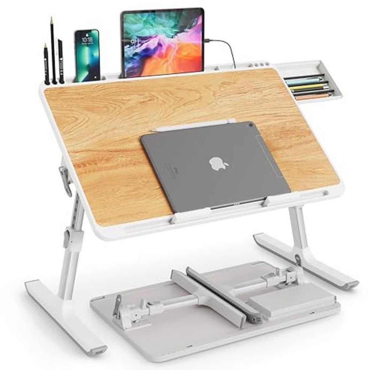 Hoogte en hoek verstelbaar laptopbureau voor bed - Lichtgewicht en opvouwbaar ontwerp