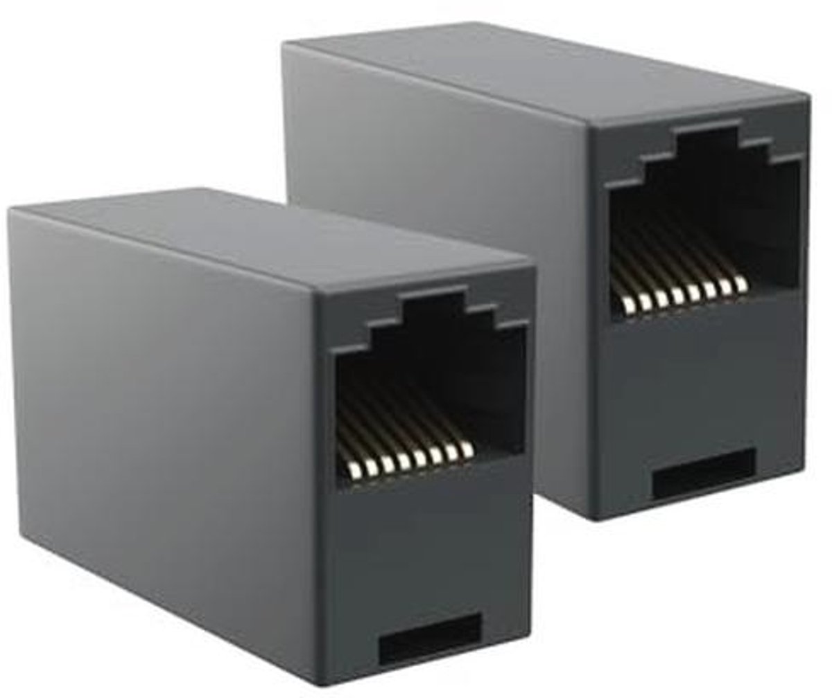 2x Netwerkkoppeling RJ45 - Ethernet Kabel connector - Zwart - 2 Stuks