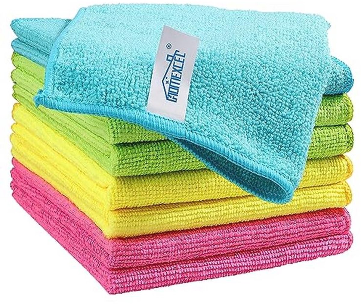 Microfiber Reinigingsdoeken 8-pack, 4 Kleuren, 29x29 cm - Efficiënt en Vezelrijk