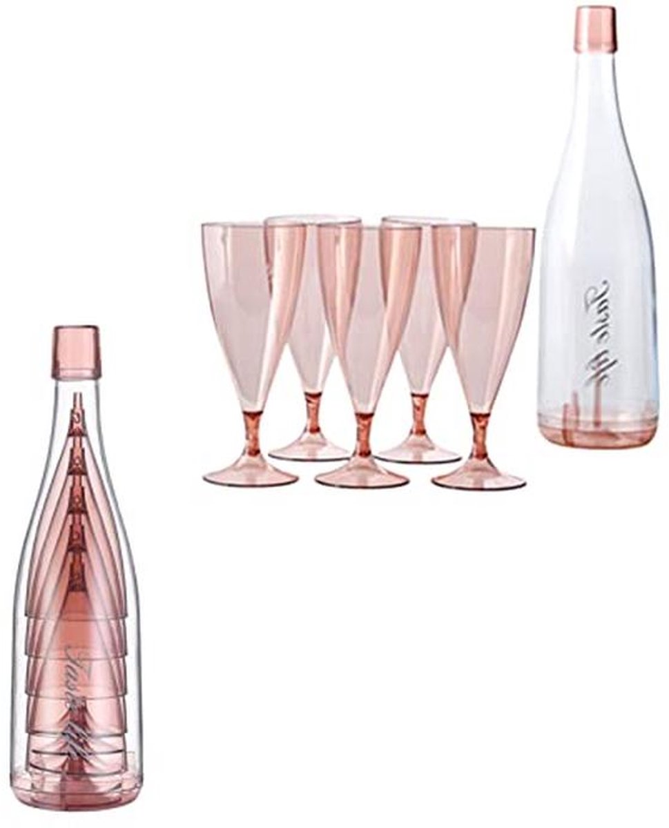 Set van 5 stapelbare champagneglazen voor feestjes en picknicks