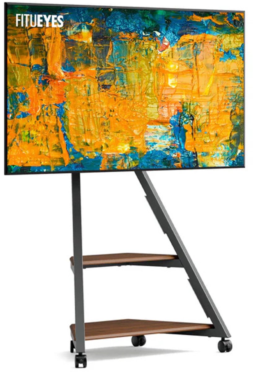 FITUEYES tv standaard Eiffel Serie Bodem ‑ TV Standaard (met Wielen) – 32 – 65″ tv voet – Industrieel & Romantisch Design – VESA 100–400 – Draagkracht 40 kg - tv standaard voet