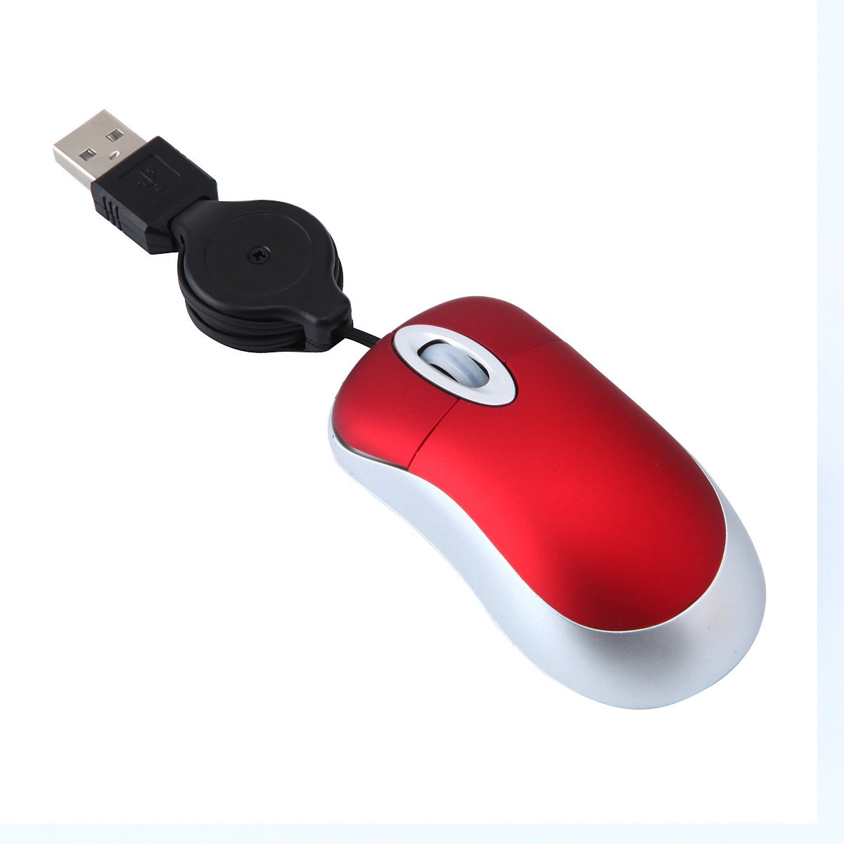 Mini intrekbare USB optische scrollwielmuis voor pc's en laptops (rood)