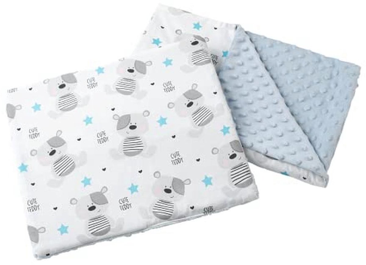 Babydeken met Kussen 100% Katoen Minky Multifunctioneel voor Kinderwagens en Wieg