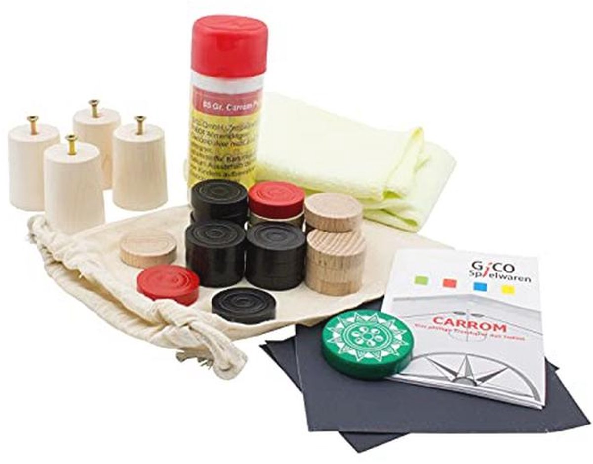 Accessoireset voor Carrom Bord - Inclusief Stenen, Glijpoeder en Onderhoud