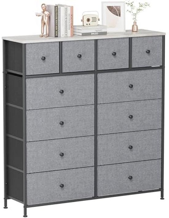 Parya Home Industriële Commode – Opbergkast met 7 stoffen laden en metalen frame