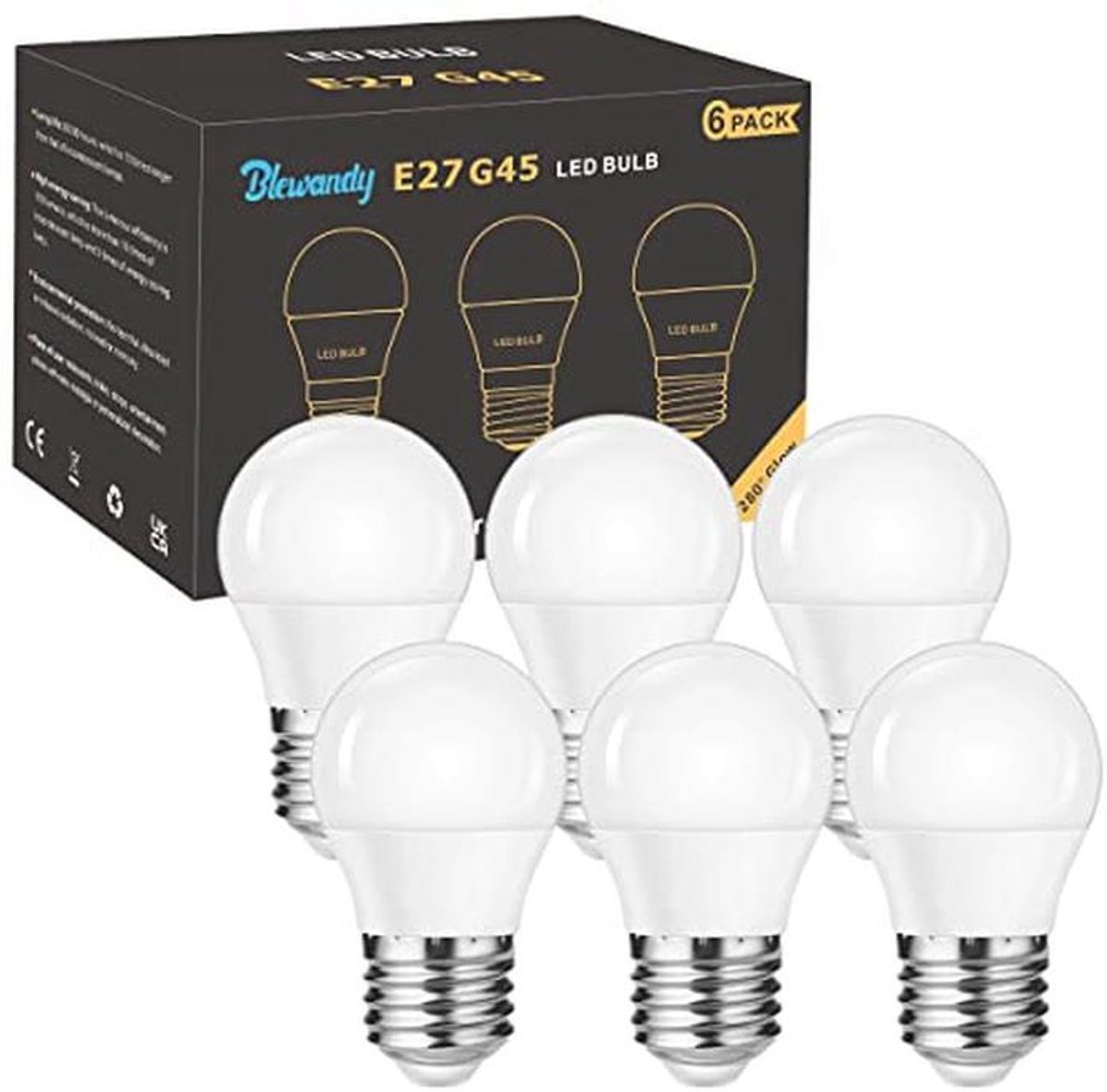 E27 Led Lamp 5W Warm Wit 3000K Vervangt 40W Spaarlampen Set van 6