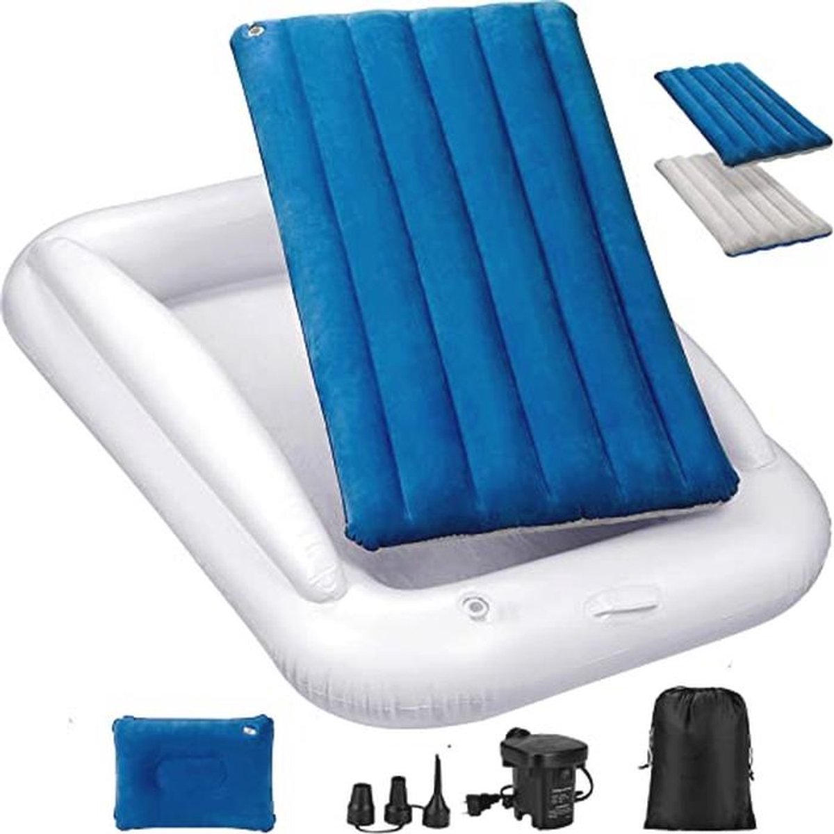 Opvouwbaar peuterbed voor reizen | Inflatable peutermatras | Kindvriendelijk luchtbed met veiligheidsbumper
