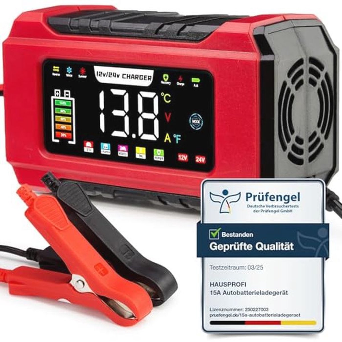 Intelligente acculader met 9 laadstanden en LCD-display voor auto, vrachtwagen, motorfiets en boot