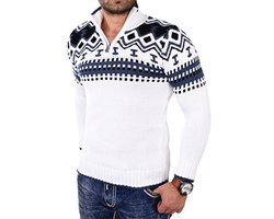 Reslad RS-3110 Gebreide trui voor heren, crewneck, rits, wintertrui, Noorse trui