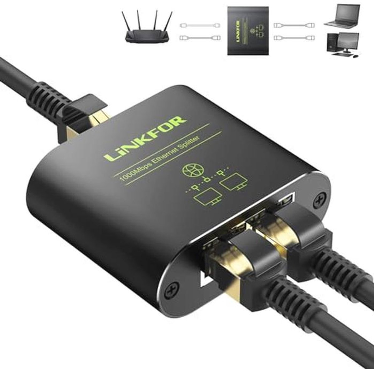 Gigabit Ethernet RJ45 Switch met 2 Poorten voornetwerkverbinding