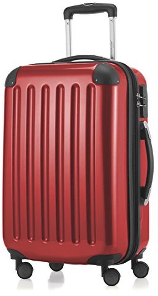 Reiskoffer met Harde Schaal en Uitbreiding - 55 cm, Rood, Lichtgewicht Trolley met 4 Dubbele Wielen