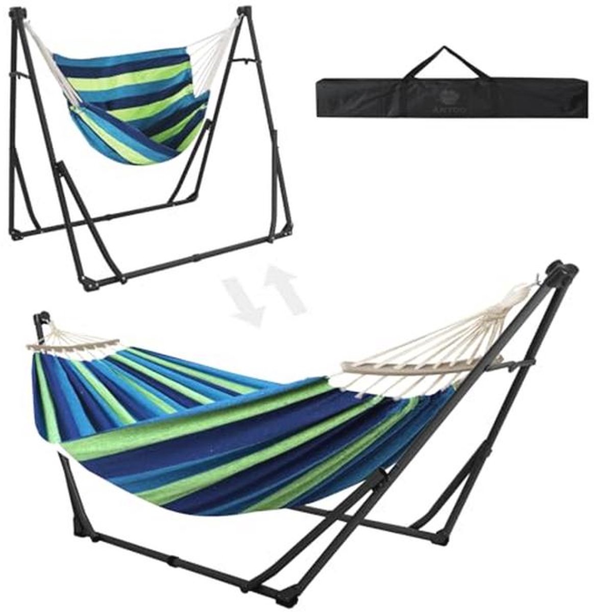 Hangmat en hangstoel met opvouwbaar frame voor outdoor, tuin, terras en camping