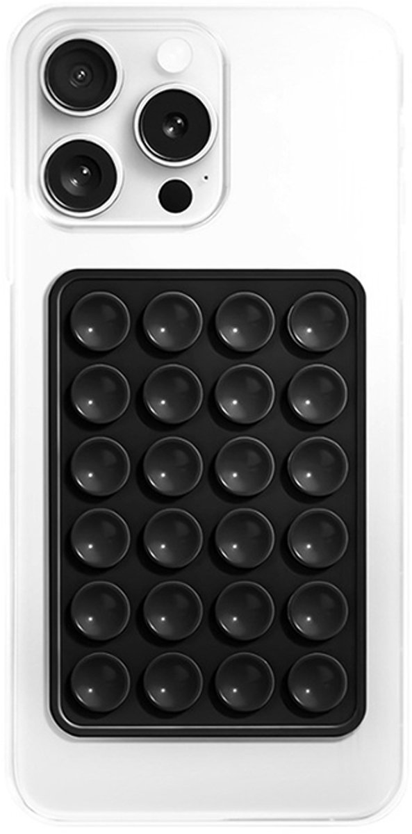 Siliconen telefoonhouder - Zuignappen - Telefoon grip - Universele - Zelfklevend - Voor op telefoonhoesje - Tiktoks maken - Siliconen - Zwart - Jonyx