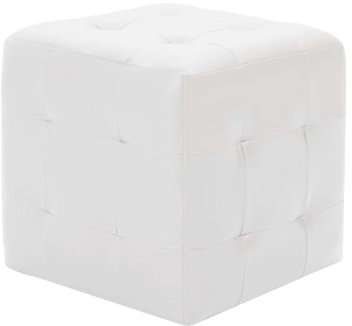2x Trendy Poufs in Witte Kunstleder - Comfortabele Hocker en Voetensteunen