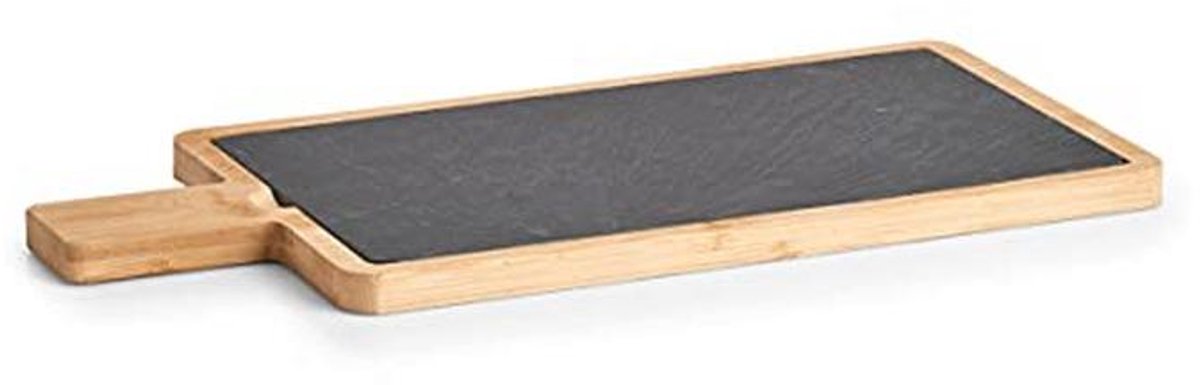 Bamboe en leisteen snij- en serveerplank met handvat - 40 x 19 x 1,5 cm