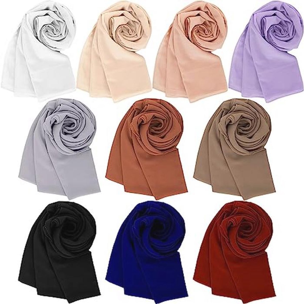 Chiffon Hoofddoek voor Vrouwen - Lichtgewicht Lange Sjaal in Effen Kleuren