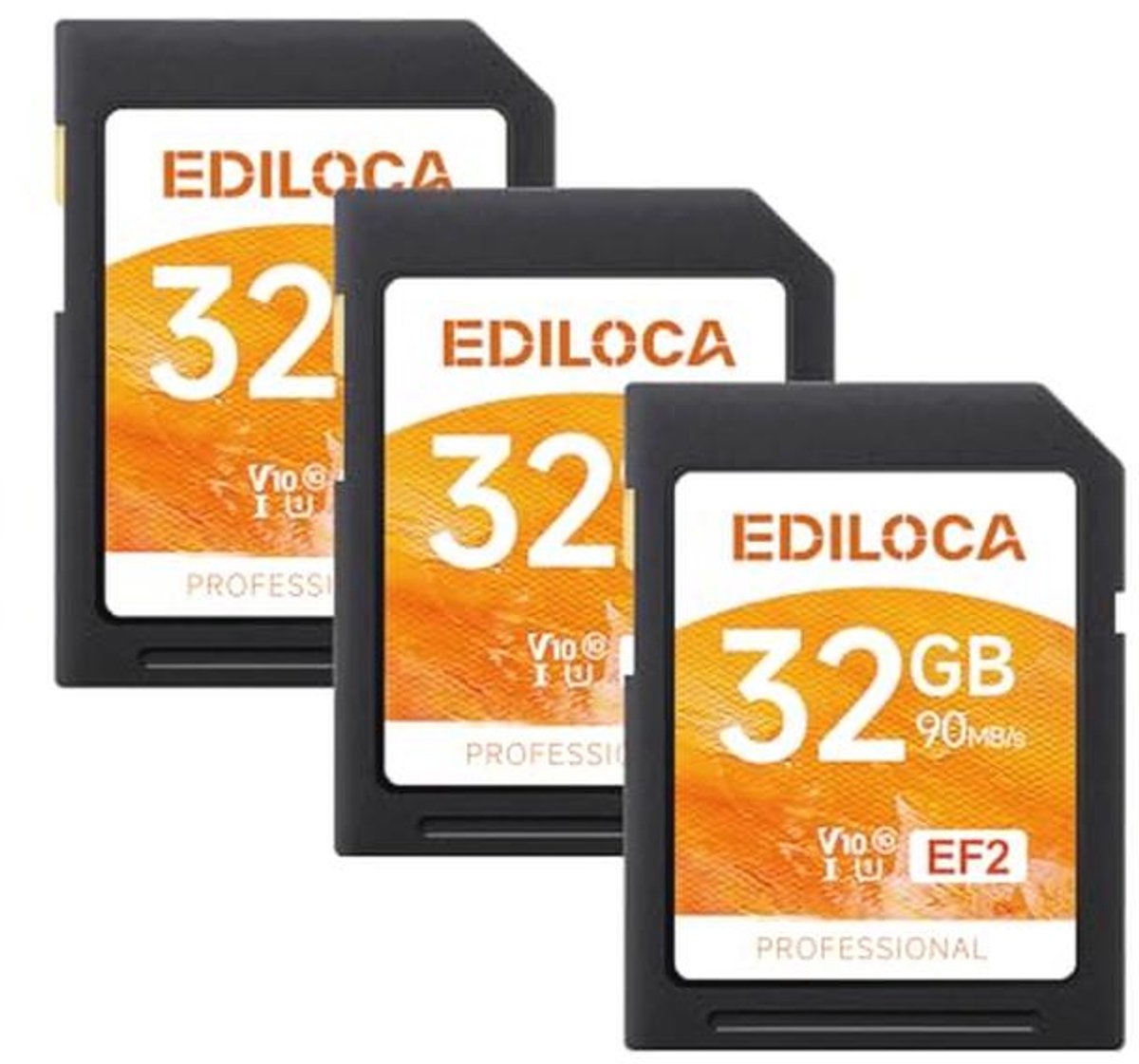 32 GB SD-kaart set van 3 met hoge snelheid voor Full-HD en 4K video