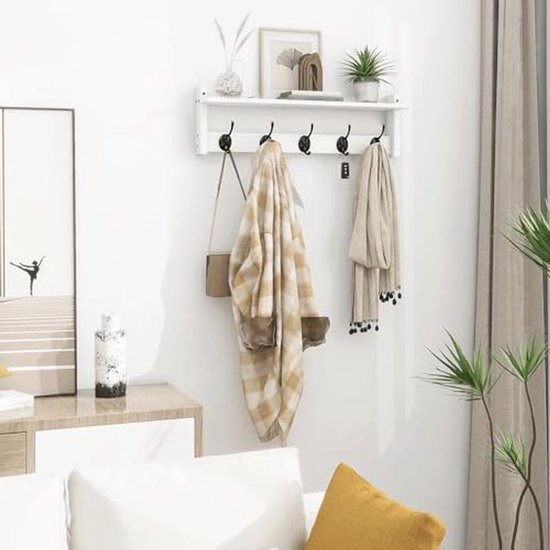 Houten kapstok Wandopbergrek Badkamer wandrek Sleutelhaken voor muur Kinderopbergrek Wandgemonteerde planken Woodsy Decor Multifunctionele wandplank Wandhaak opbergrek