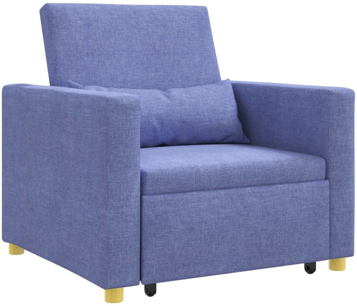 vidaXL Uittrekbare - slaapbank - eenpersoons - Spijkerblauw - 90 - x - 165 - x - 87 - cm Jeans blauw