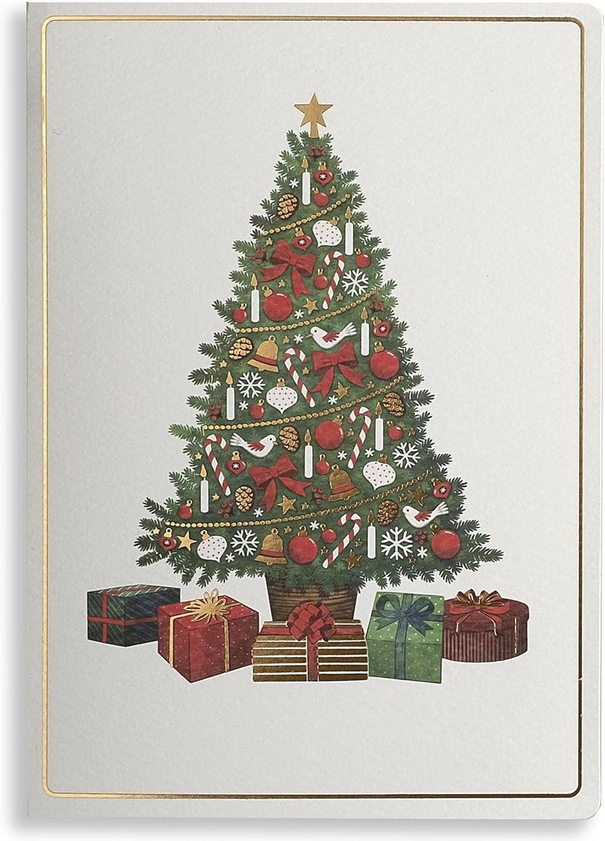 Exclusieve kerstkaarten set van 10 met vergulde motieven | 120 x 170 mm